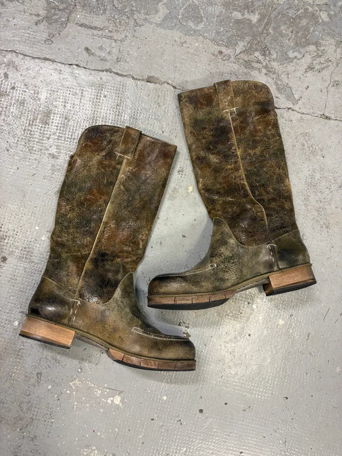 Maison Margiela High Brut Eroded Leather Ankle Boots DGFQaEN 2