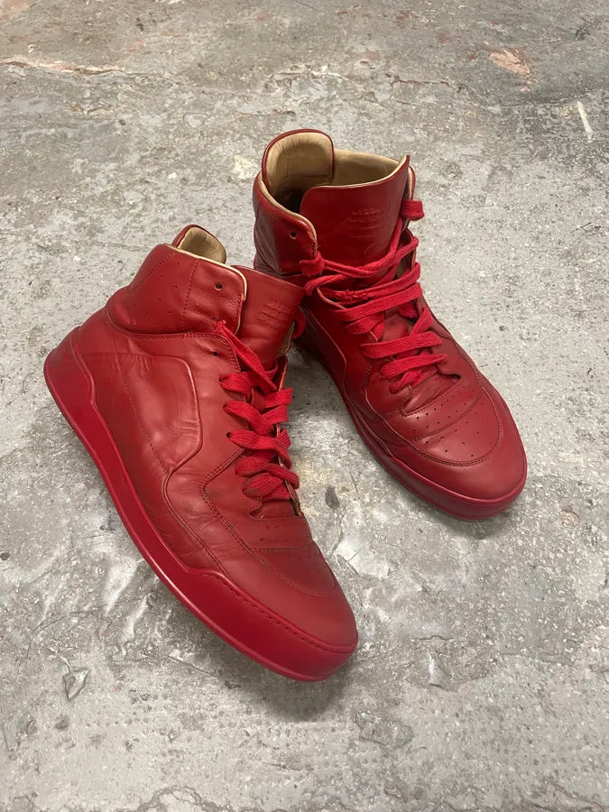 Maison Margiela High Red Leather Avant-Garde Shoes qxEncTO 4