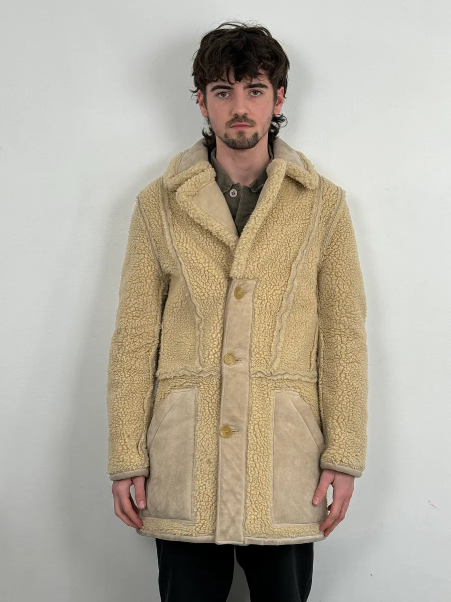 AW2000 Maison Margiela H&M Beige Re-edition Shearling Jacket yPRmIds 0