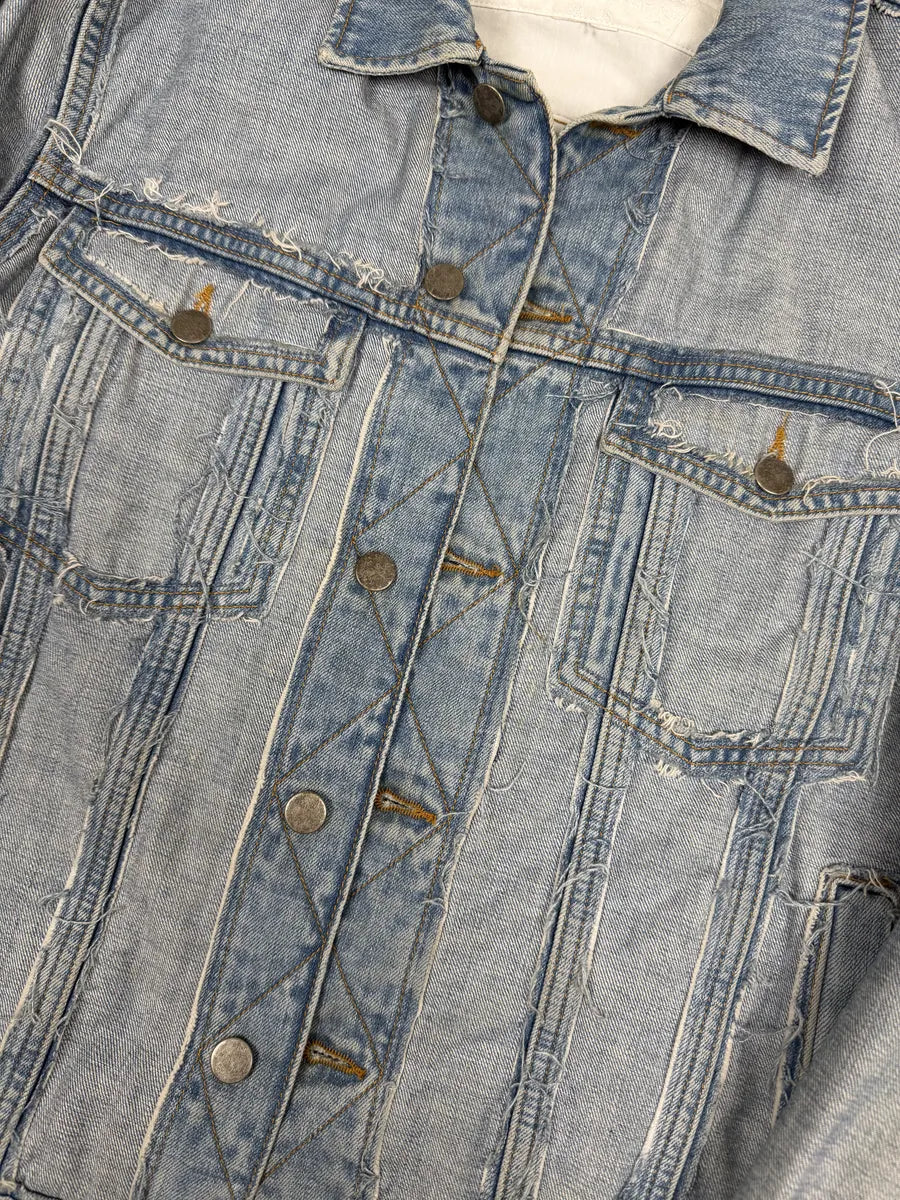 Maison Margiela H&M Blue Distressed Denim Jacket EwEfZrw 12