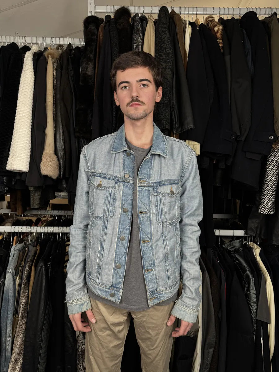 Maison Margiela H&M Blue Distressed Denim Jacket EwEfZrw 2