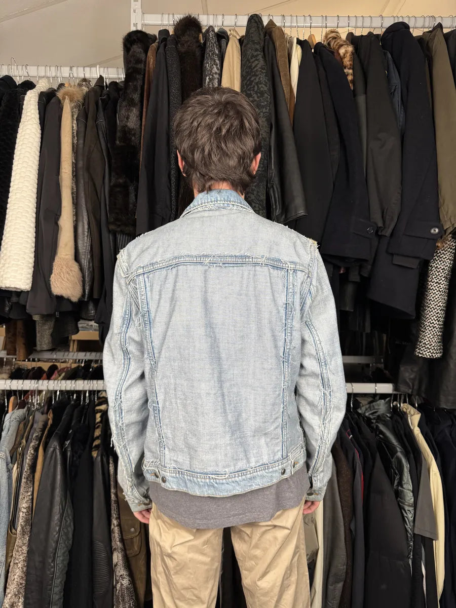 Maison Margiela H&M Blue Distressed Denim Jacket EwEfZrw 3