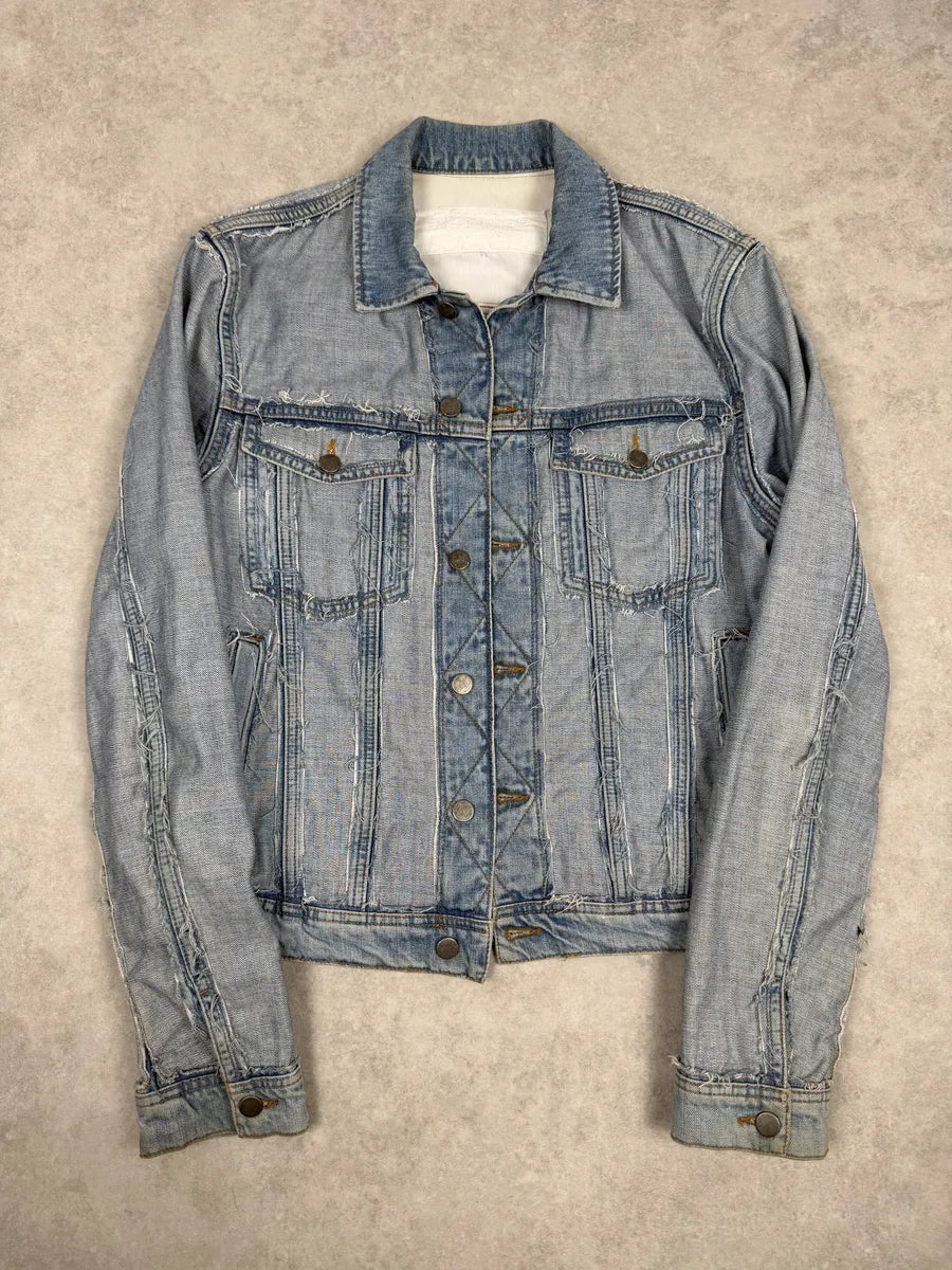 Maison Margiela H&M Blue Distressed Denim Jacket EwEfZrw 4