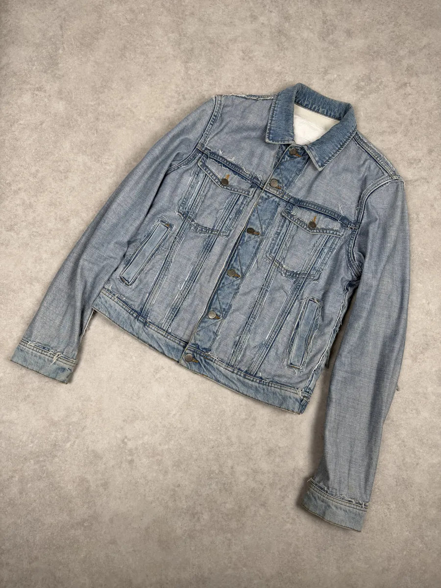 Maison Margiela H&M Blue Distressed Denim Jacket EwEfZrw 5