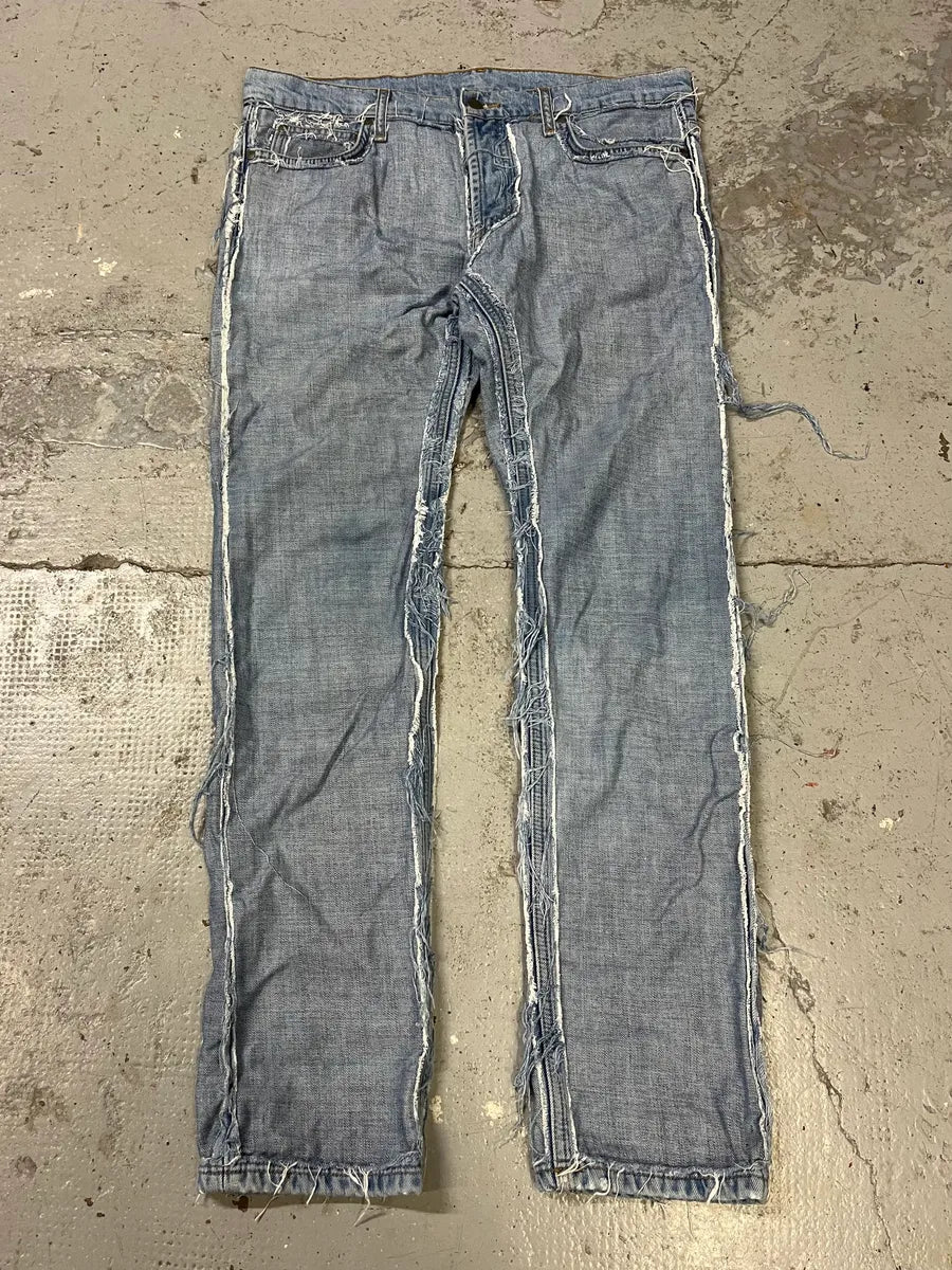 Maison Margiela H&M Blue Distressed Inside Out Denim Jeans KFuBnQp 0
