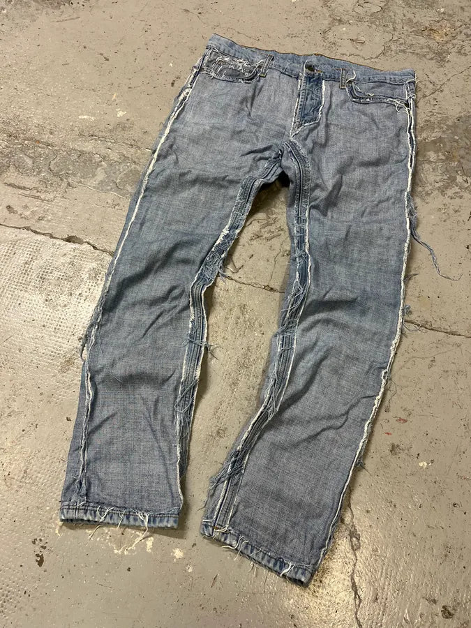 Maison Margiela H&M Blue Distressed Inside Out Denim Jeans KFuBnQp 2