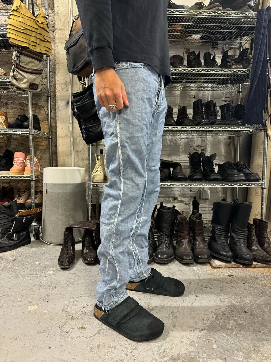 Maison Margiela H&M Blue Distressed Inside Out Denim Jeans KFuBnQp 3