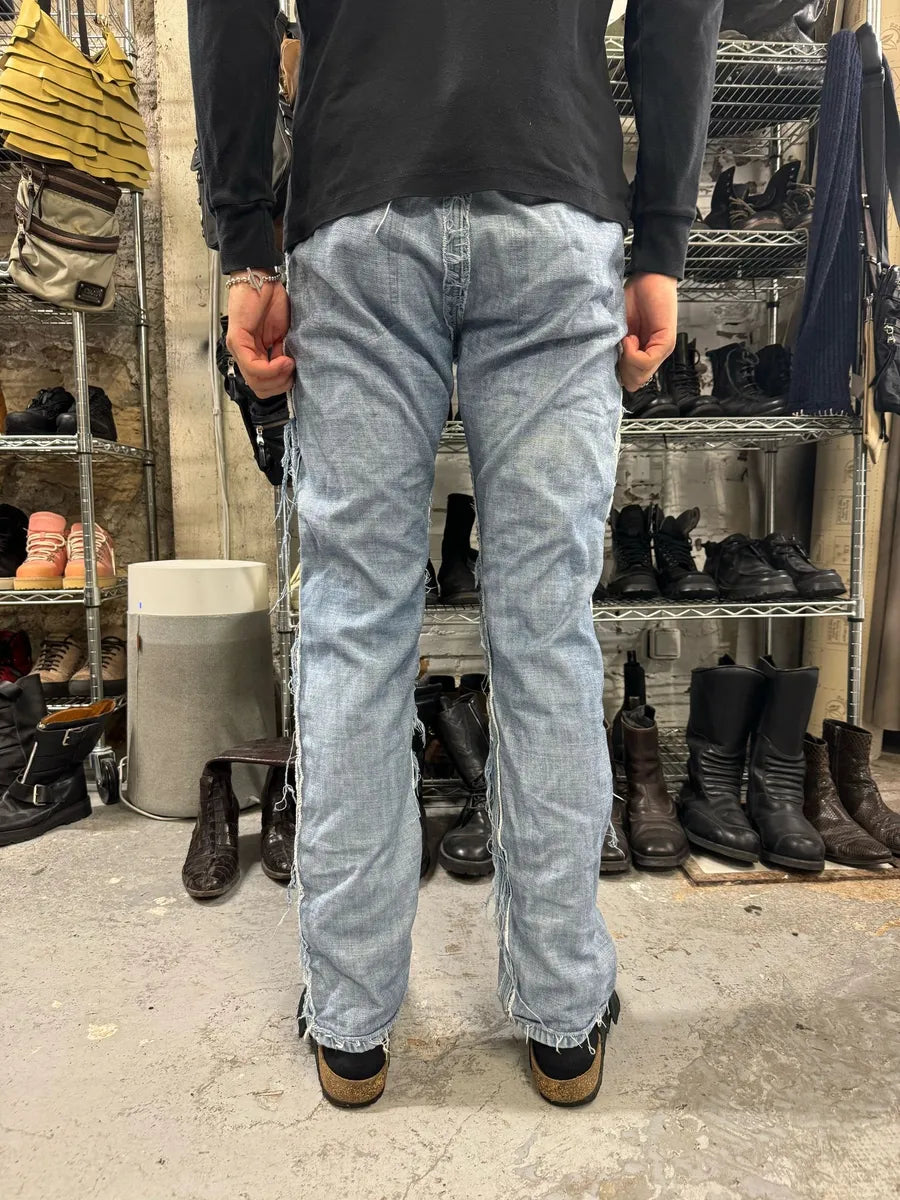 Maison Margiela H&M Blue Distressed Inside Out Denim Jeans KFuBnQp 4