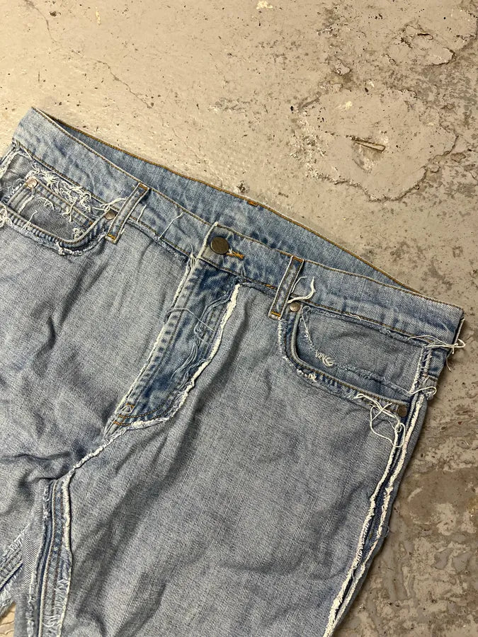 Maison Margiela H&M Blue Distressed Inside Out Denim Jeans KFuBnQp 5