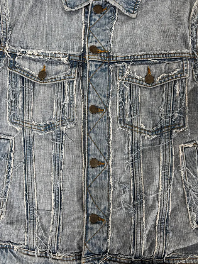 Maison Margiela H&M Blue Distressed Re-Edition Denim Jacket YCsenzZ 6