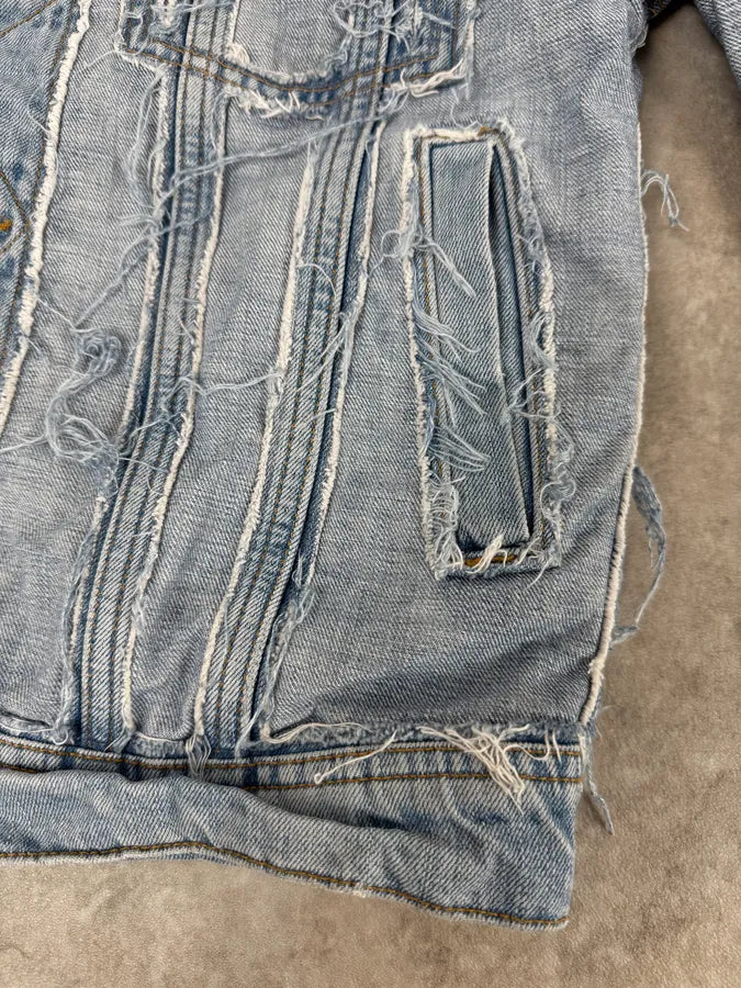 Maison Margiela H&M Blue Distressed Re-Edition Denim Jacket YCsenzZ 7