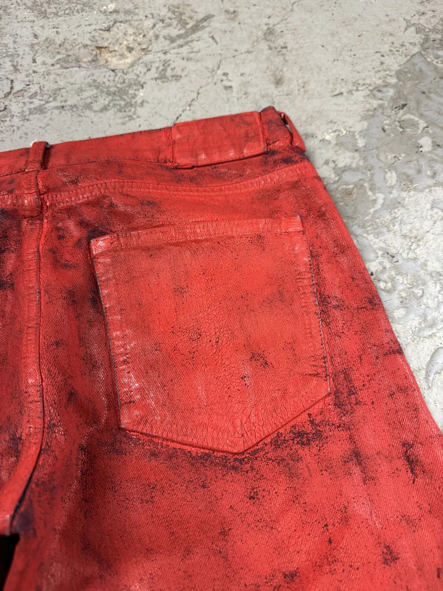 Maison Margiela H&M Red Painted Denim Jeans (S/M) BWTyDyi 2