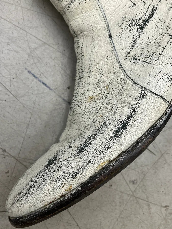 Maison Margiela H&M White Painted Leather Boots LsWEeBW 3