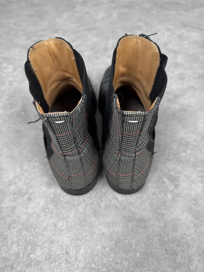 Maison Margiela Hybrid Black British Checkered Leather Boots pboOPSM 3