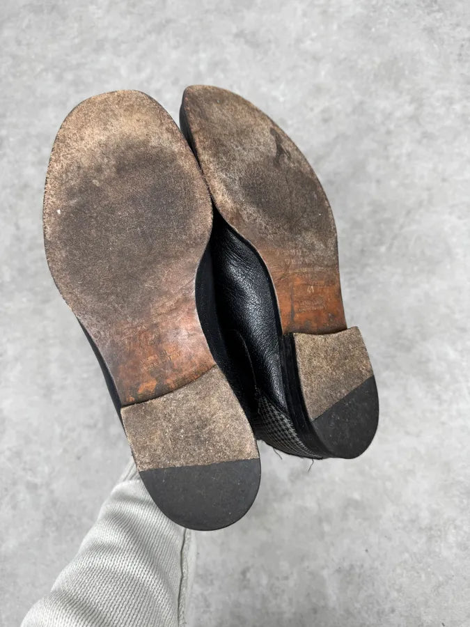 Maison Margiela Hybrid Black British Checkered Leather Boots pboOPSM 4
