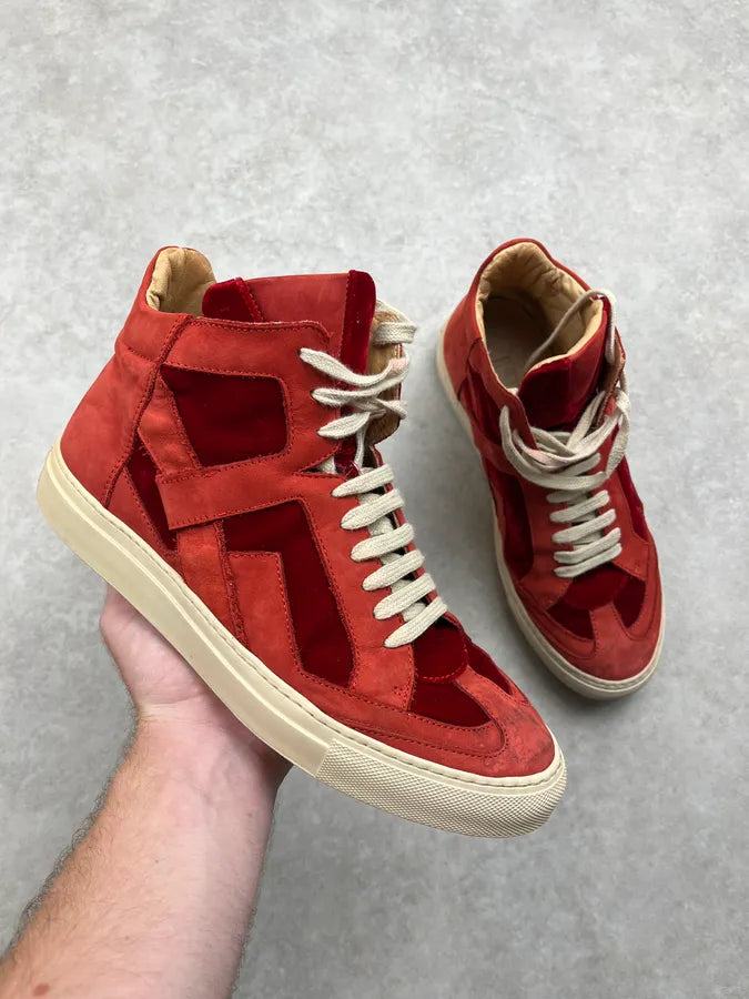 Maison Margiela Hybrid Red Suede Replica High Leather Sneakers AUkkLTV 0