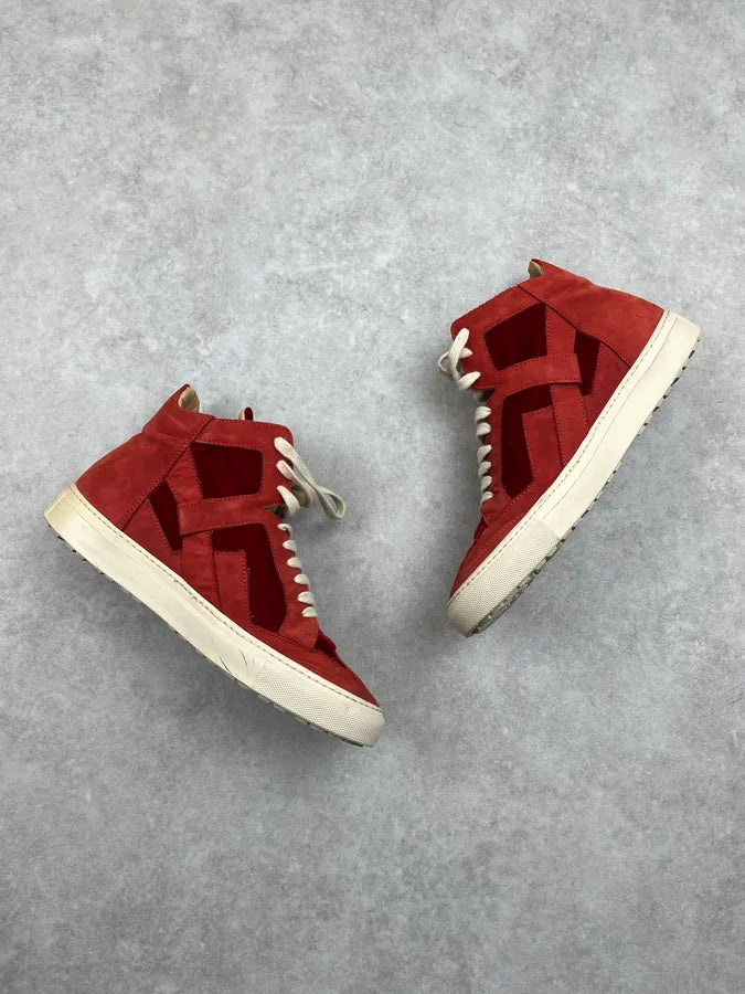 Maison Margiela Hybrid Red Suede Replica High Leather Sneakers AUkkLTV 1