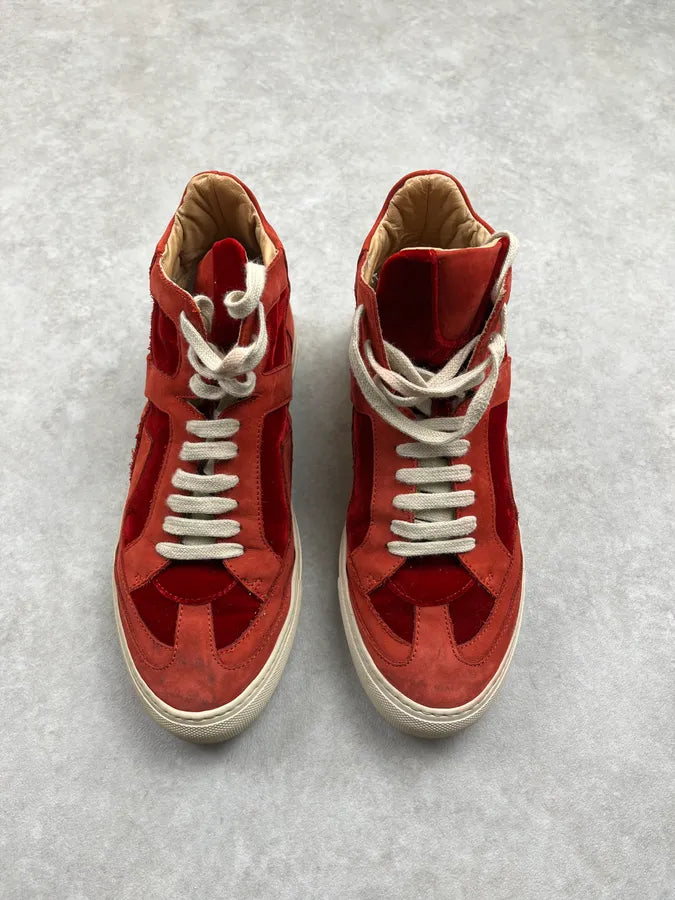 Maison Margiela Hybrid Red Suede Replica High Leather Sneakers AUkkLTV 2