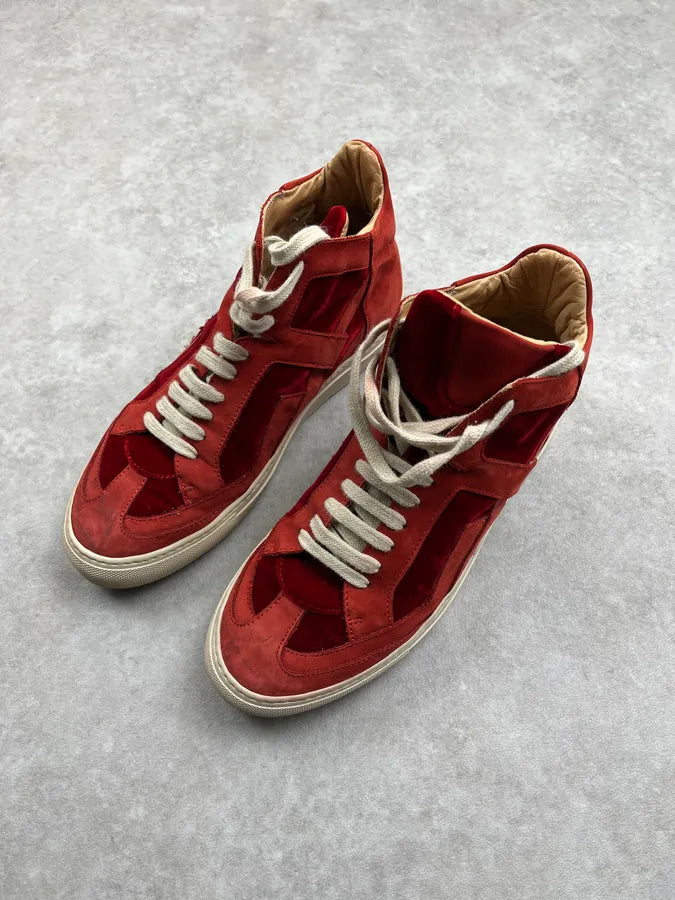 Maison Margiela Hybrid Red Suede Replica High Leather Sneakers AUkkLTV 4