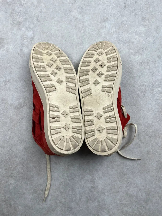 Maison Margiela Hybrid Red Suede Replica High Leather Sneakers AUkkLTV 6