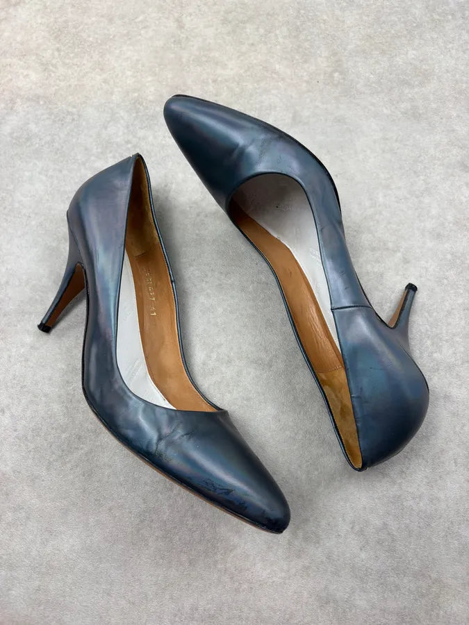Maison Margiela Iridescent Blue Leather Pump Heels YesSxWj 5