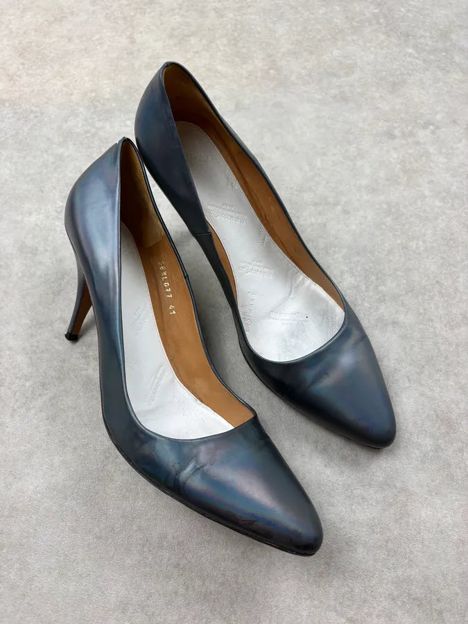 Maison Margiela Iridescent Blue Leather Pump Heels YesSxWj 4