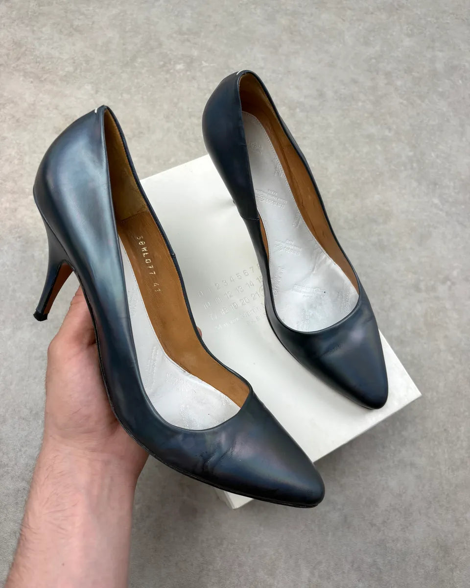Maison Margiela Iridescent Blue Leather Pump Heels YesSxWj 0
