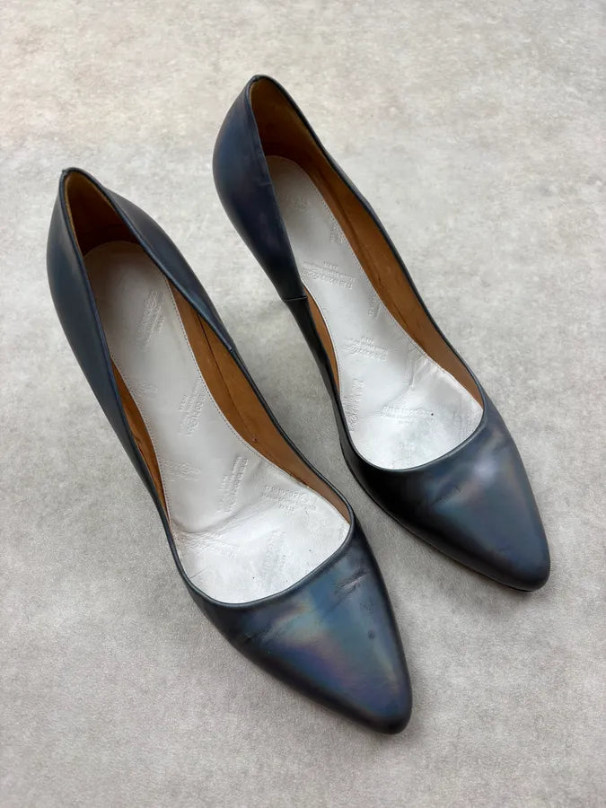 Maison Margiela Iridescent Blue Leather Pump Heels YesSxWj 3
