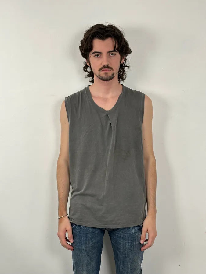 AW2001 Maison Margiela Grey Signature Sleeveless T-Shirt QoeQJbx 2