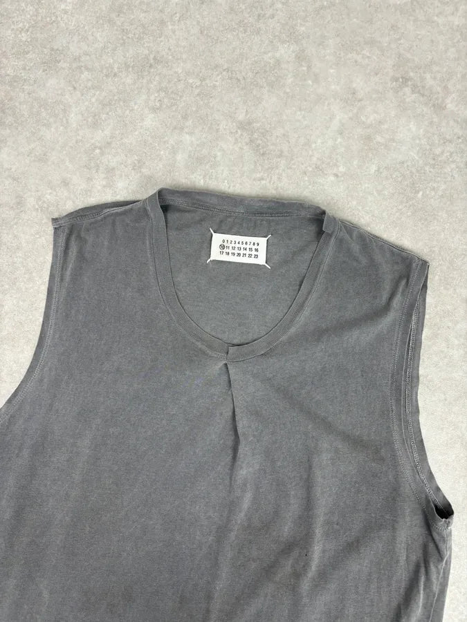 AW2001 Maison Margiela Grey Signature Sleeveless T-Shirt QoeQJbx 4