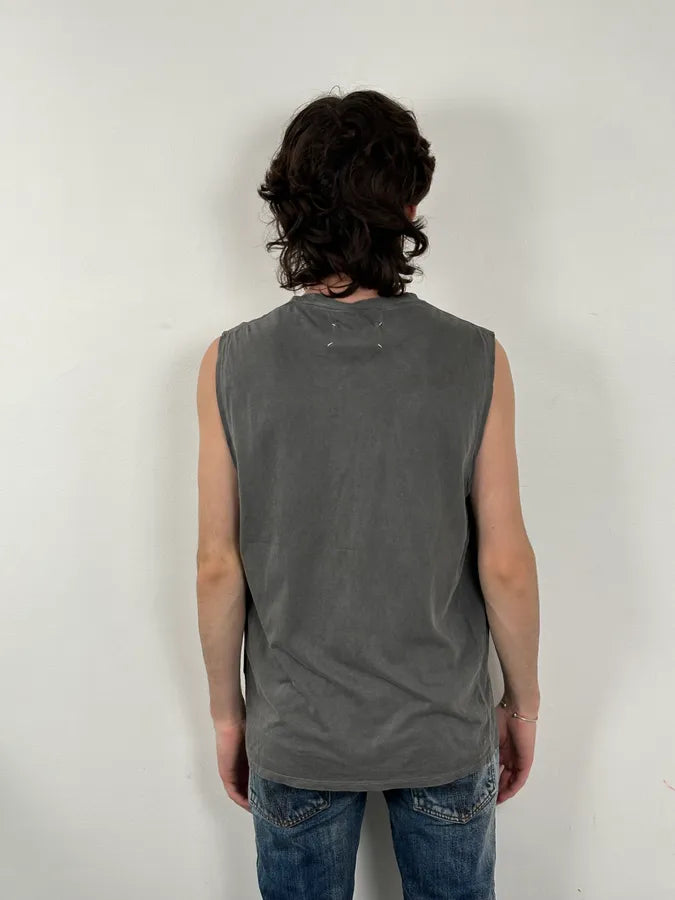 AW2001 Maison Margiela Grey Signature Sleeveless T-Shirt QoeQJbx 3