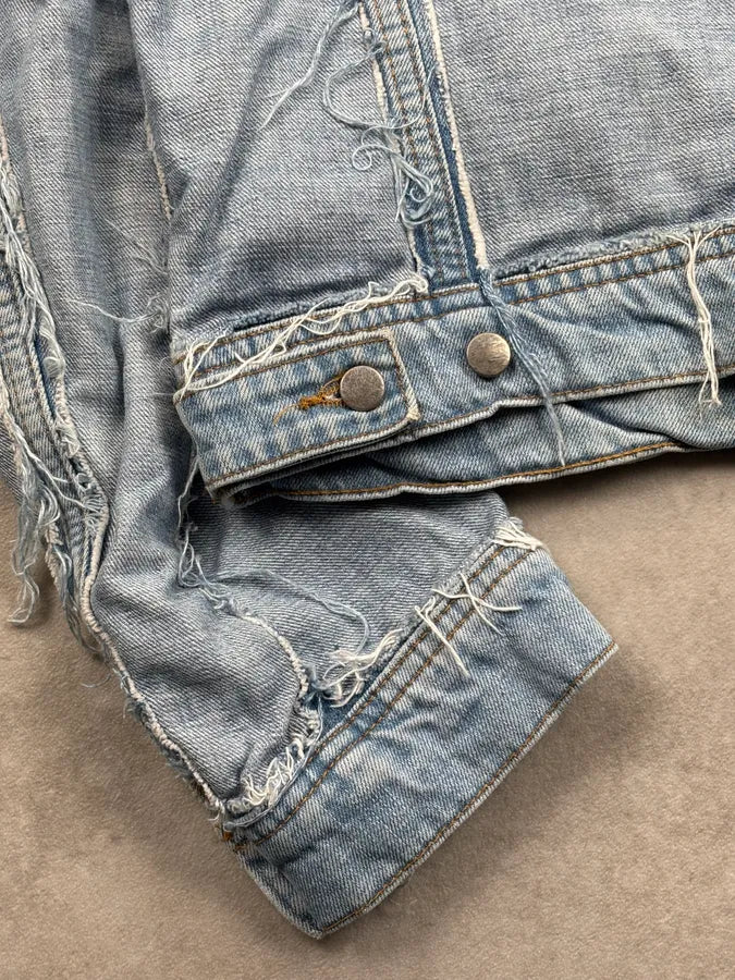 2012 Maison Margiela H&M Light Blue Denim Distressed Denim Jacket UPadgqE 8