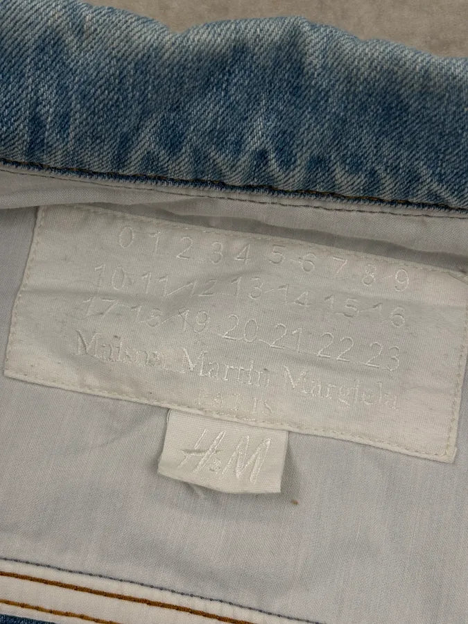 2012 Maison Margiela H&M Light Blue Denim Distressed Denim Jacket UPadgqE 9
