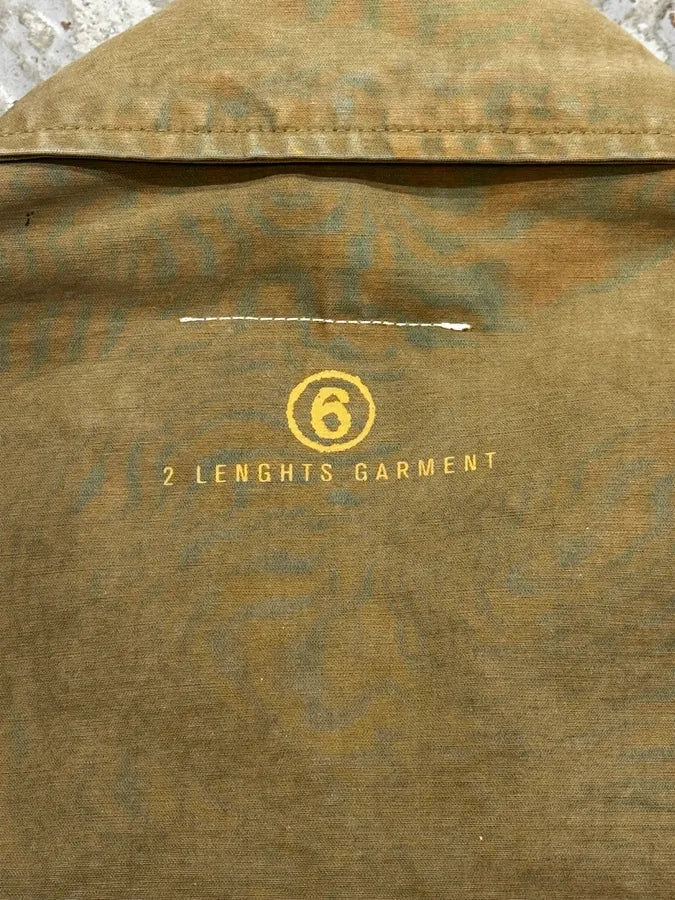 2000s Maison Margiela Green Beige Military Buttoned Jacket nqKFydF 4