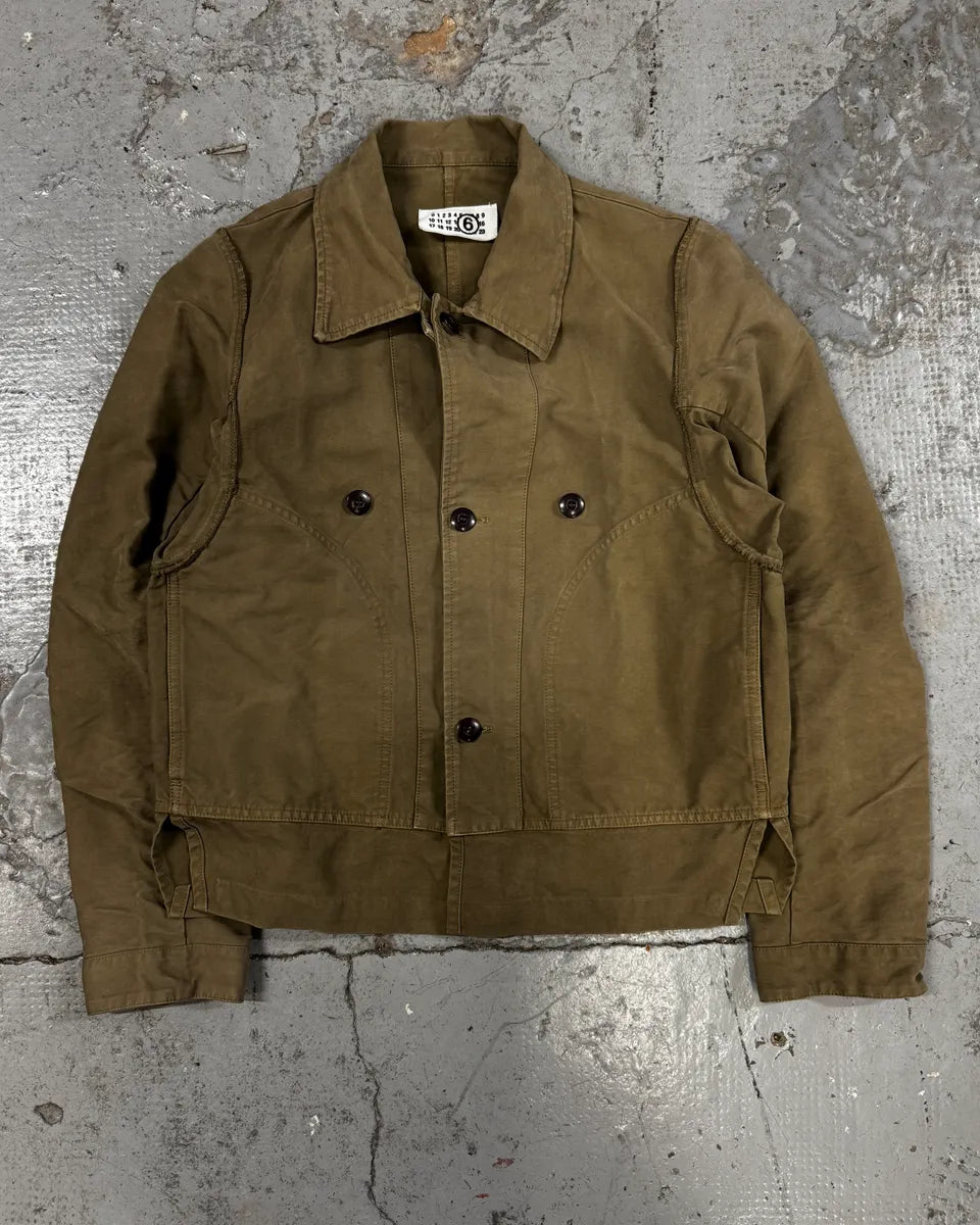 2000s Maison Margiela Green Beige Military Buttoned Jacket nqKFydF 0