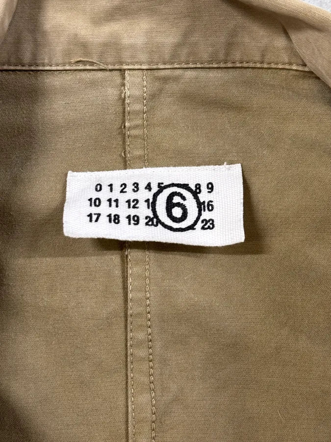 2000s Maison Margiela Green Beige Military Buttoned Jacket nqKFydF 5