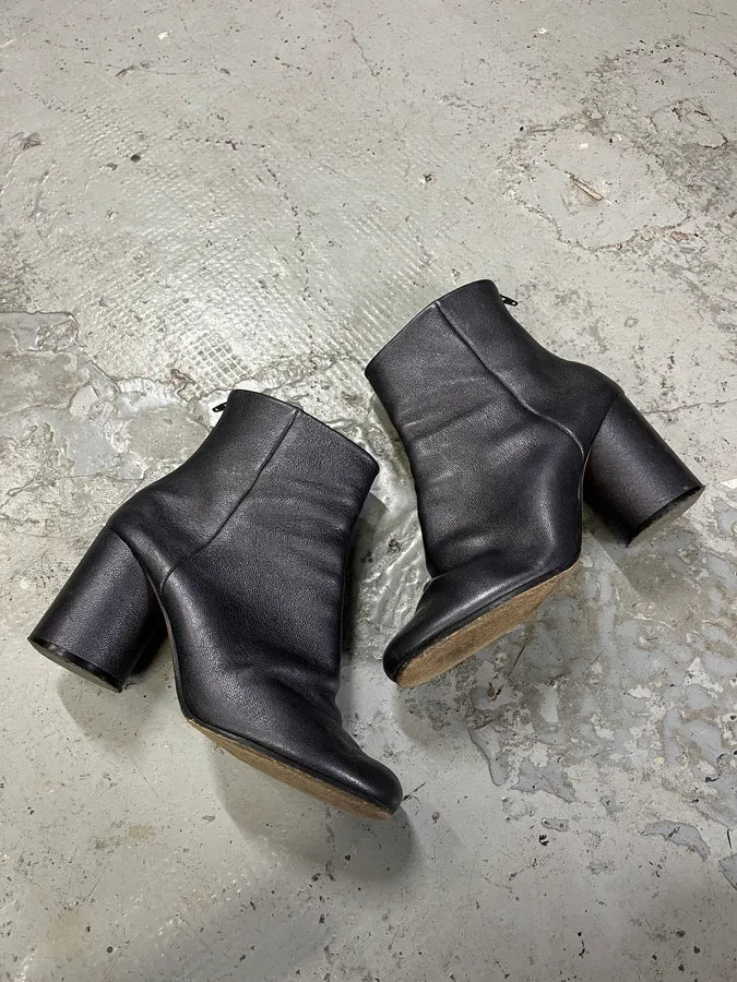 Maison Margiela Metallic Navy Leather Heels Boots IwtchRQ 1