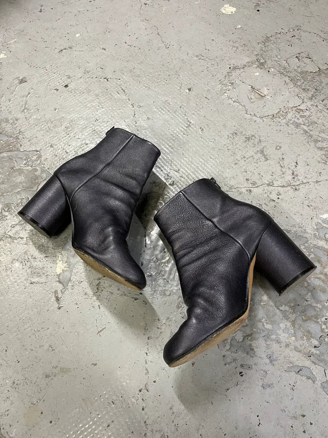 Maison Margiela Metallic Navy Leather Heels Boots IwtchRQ 2