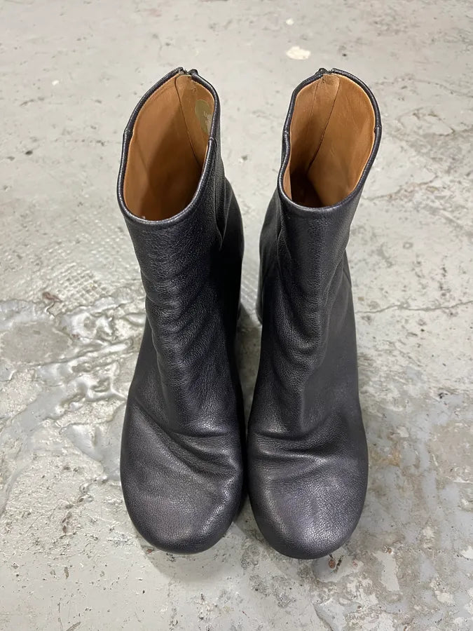 Maison Margiela Metallic Navy Leather Heels Boots IwtchRQ 3