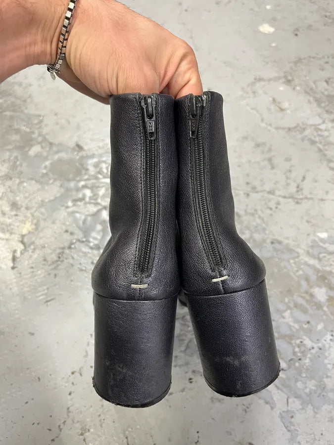 Maison Margiela Metallic Navy Leather Heels Boots IwtchRQ 4