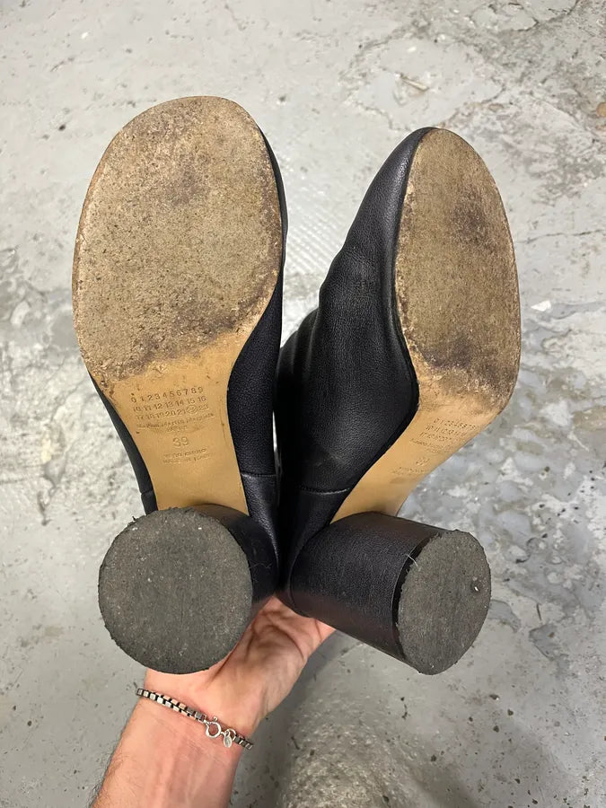 Maison Margiela Metallic Navy Leather Heels Boots IwtchRQ 5