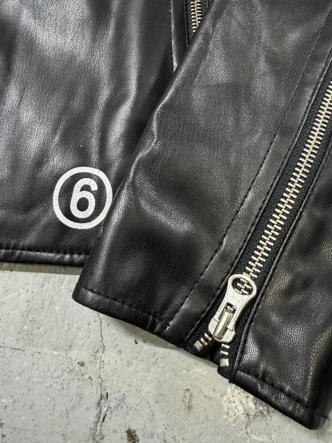 Maison Margiela MM6 5-Zip Biker Black Faux Leathet Jacket (XS) 10