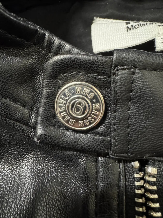 Maison Margiela MM6 5-Zip Biker Black Faux Leathet Jacket (XS) 12