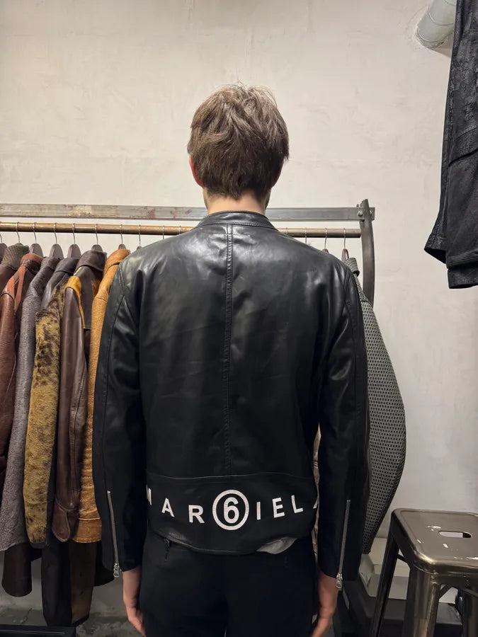 Maison Margiela MM6 5-Zip Biker Black Faux Leathet Jacket (XS) 2