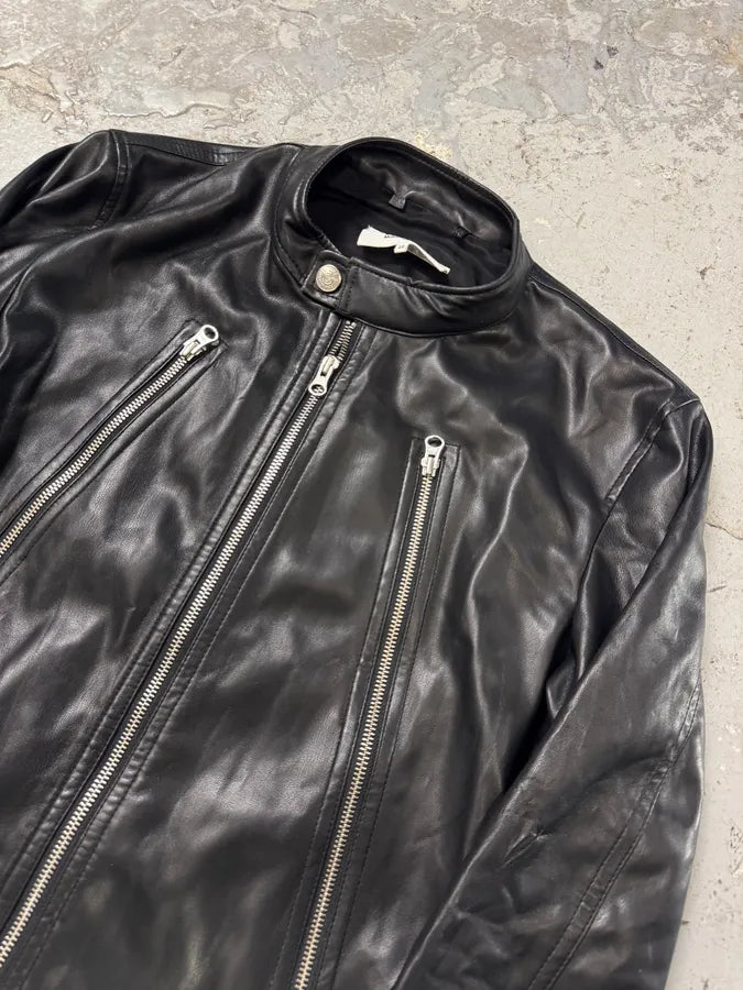 Maison Margiela MM6 5-Zip Biker Black Faux Leathet Jacket (XS) 3