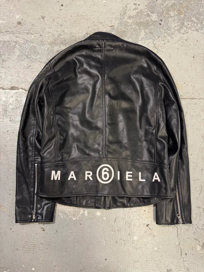 Maison Margiela MM6 5-Zip Biker Black Faux Leathet Jacket (XS) 5
