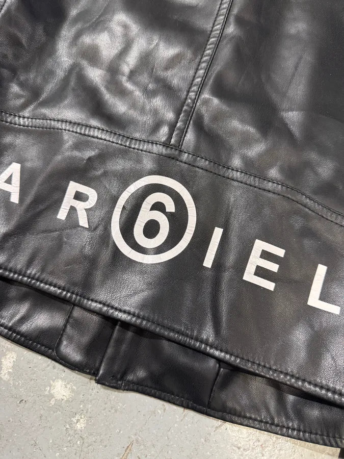 Maison Margiela MM6 5-Zip Biker Black Faux Leathet Jacket (XS) 7