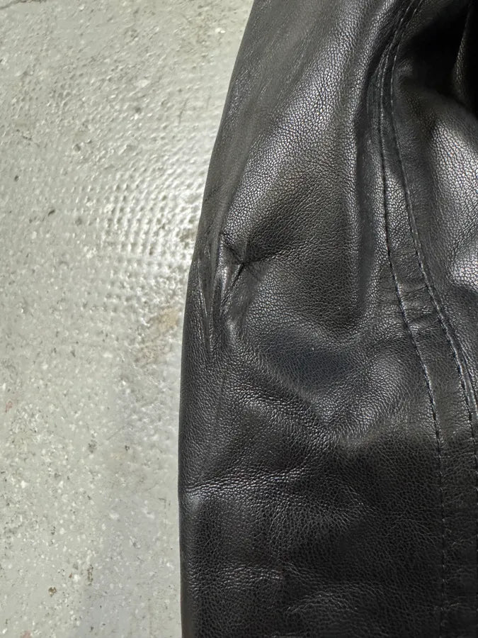 Maison Margiela MM6 5-Zip Biker Black Faux Leathet Jacket (XS) 8