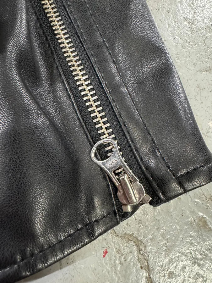 Maison Margiela MM6 5-Zip Biker Black Faux Leathet Jacket (XS) 9