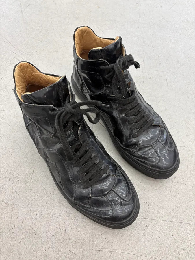 Maison Margiela MM6 Black Patchwork Leather Sneakers HzUJQKZ 3